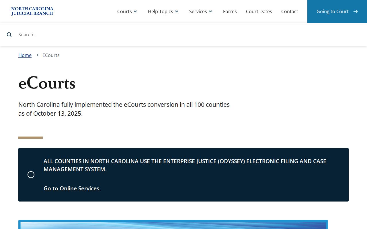 North Carolina eCourts gateway used with released inmate records